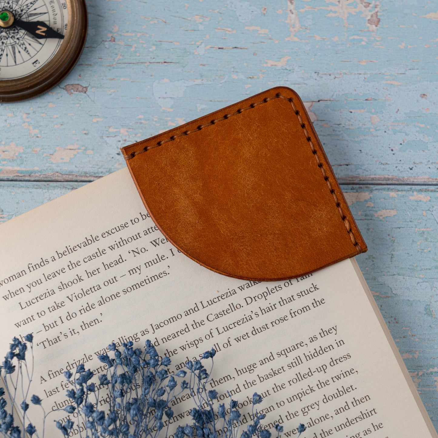 Personalised Leather Corner Bookmark