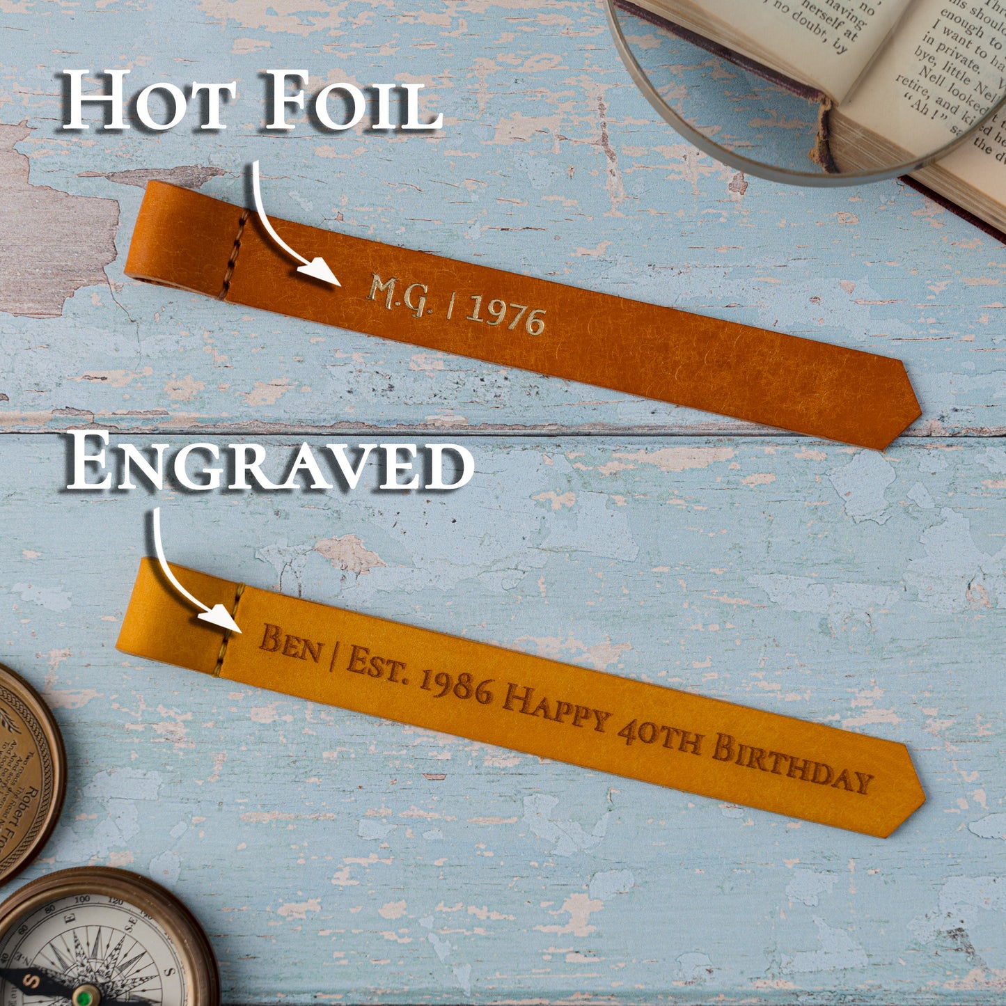 Slim Leather Bookmark – Personalised