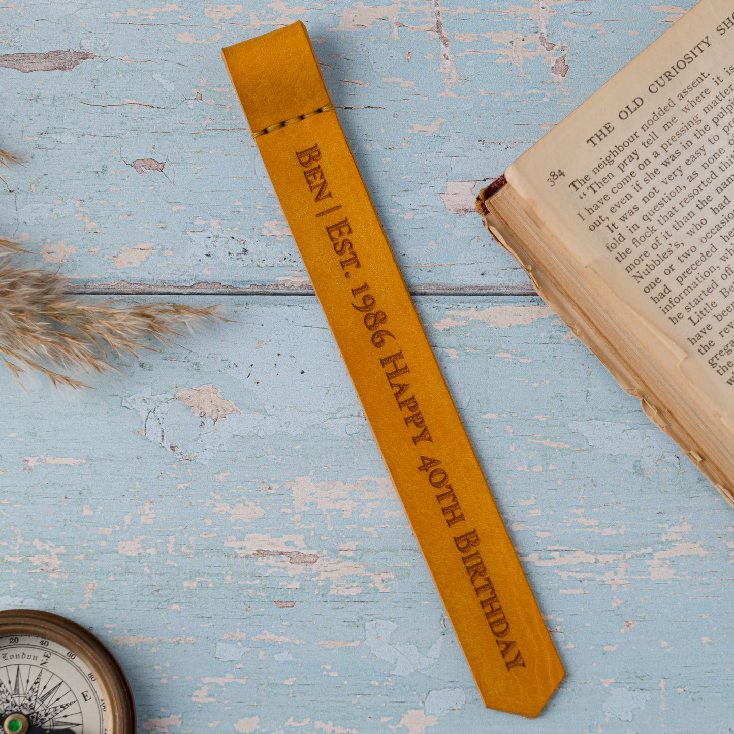 Slim Leather Bookmark – Personalised